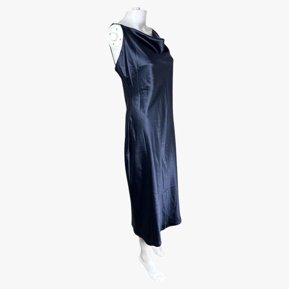 NWT Petal & Pup Women's Satin Sheer Dress in Navy Size 6 Glam Party Bodycon - Picture 2 of 6